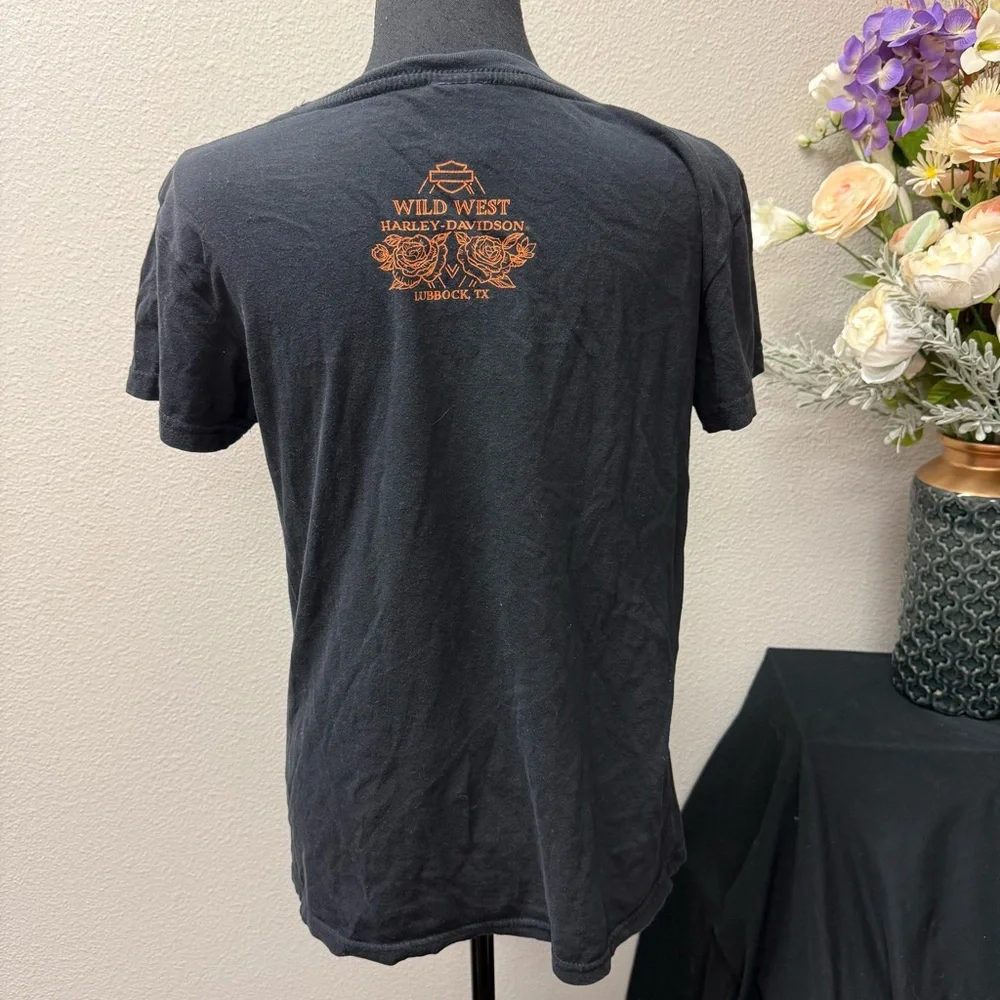 Harley Davidson Black Orange Graphic Logo Motorcycle Biker Tee Shirt L - Picture 4 of 10